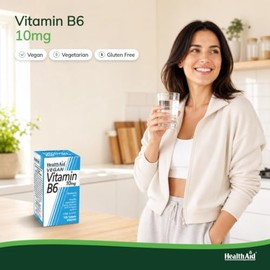 HealthAid Vitamin B6 (Pyridoxine HCl) 10mg – Supplement for Daily Nutritional Support – Supports Protein & Glycogen Metabolism – 100 Tablets