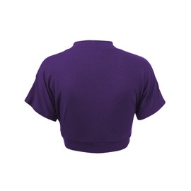 LL WSK1785 Womens Short Sleeve Cropped Bolero Shrug Open Cardigan XXL Dark_Purple