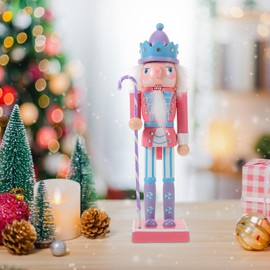 Gatuida Nutcracker Christmas Decor, 25cm Nutcracker Soldier Candy Cane Wooden Nutcracker Figure Soldier Puppet Staff Figurine Candy Decoration for Xmas Party Favor Indoor Decor