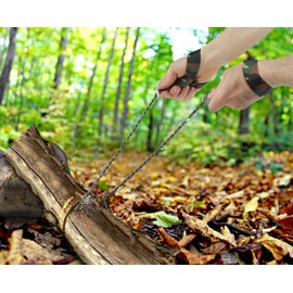 Pocket Chainsaw - Razor Sharp Self Cleaning 25.5 In Portable Hand Saw Survival Gear with Black Holster for Camping, Hunting, Hiking | Pocket-sized 25.5” Emergency Wilderness Survival Chain Saw (Green)