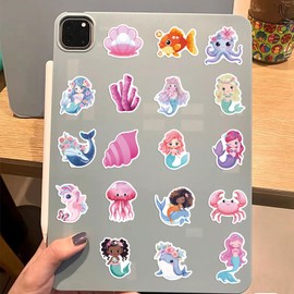 50 Pcs Mermaid Stickers for Water Bottles Funny Laptop Luggage Computer Scrapbooking Kids Teens Girls Boys Adults Aesthetic Waterproof Sticker Small Vinyl Decals (Mermaid)