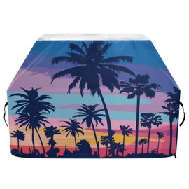 Premium Grill Cover Waterproof Beach Palm Tree Rainbow Sky Barbecue Cover Fade Resistant BBQ Cover Heavy Duty Fits Grill Widths Up to 25 in