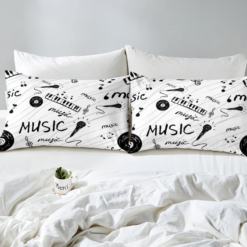 Homemissing Music Theme Bedding 140 x 200 cm Black and
