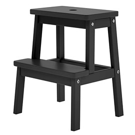 HOUCHICS Wooden Step Stool for Adults with 400lb, Wood Step Stool,Adults Step Stool, Step Stool for Bedside Step Helper for Kitchen,Bathroom,Bedroom (Black)