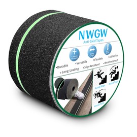NWGW Glow in Dark Anti Slip Tape, 4" x35FT Heavy Duty Waterproof Safety Grip Tape for Stairs, Pool, Bathroom - Black & Glow Stripe Indoor/Outdoor Multi-Purpose Traction Tape