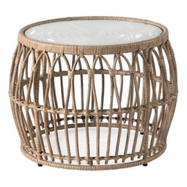 Afuera Living Wicker/Rattan Round Outdoor Coffee Table in Natural