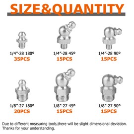 235 PCS SAE & Metric Grease Fittings Kit Hydraulic Grease Zerk Assortment: 1/4" 1/8" M6 M10 Straight 45 90 Degree, Wrench Kit(7-11mm) for Grease Gun Included