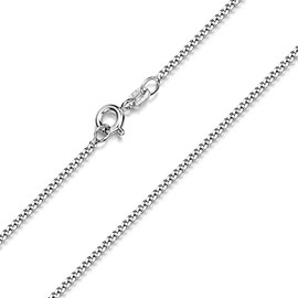 MATERIA by Matthias Wagner K78 Women's Curb Chain 925 Silver Flat 1.7 mm Wide Rhodium-Plated 40-70 cm, Sterling Silver