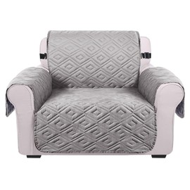 Imperial Rooms Sofa Cover 1 Seater Reversible Quilted Couch Covers Waterproof Adjustable Elastic Straps Sofa Slipcovers Sofa Covers For Pets And Kids (Light Grey-Dark Grey)