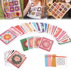 GOSHIES Granny Square Crochet Cards English Pack of 50 Granny Square Card Deck