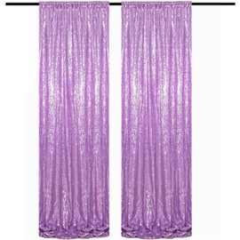 WISPET Lavender Sequin Backdrop Curtains 2 Panels 2FTx8FT Glitter Lavender Drapes Photo Backdrop Party Wedding Backdrop Glitter Baby Shower Curtain Sparkle Photography Background Curtains