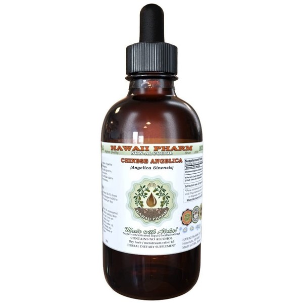 Angelica Chinese Alcohol-Free Liquid Extract, Organic Angelica (Angelica Sinensis) Dried Root Glycerite Hawaii Pharm Natural Herbal Supplement 2 oz