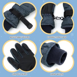 JANGANNSA Kids Waterproof Ski Gloves Warm Winter Accessories for Boys & Girls Aged 4-13, C-navy