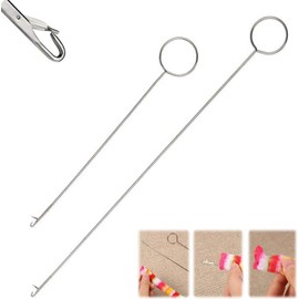 1Pc Silver Loop Turner Sewing Tool,Sewing Loop Turner Hook,Needle Hook,Crochet Sewing Supplies,Sewing Loop Turner Hook for Fabric Tube Straps Belts Strips DIY Knitting Sewing Accessories (26.5cm)