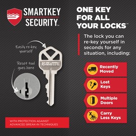 Kwikset 817 Deadbolt Lock, Polished Brass Round Exterior Keyed Front Entry Door, Pick Resistant SmartKey Rekey Security, Single Cylinder Dead Bolt, with Microban Protection
