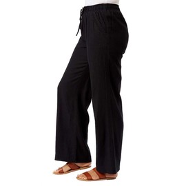 Briggs Ladies' Linen Blend Pull-On Pant (US, Alpha, Medium, Regular, Regular, Black)