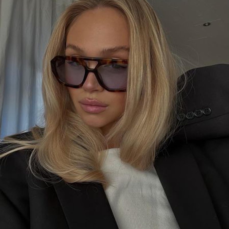 VIA LEECA Retro Hexagonal Aviator Sunglasses Women Trendy Designer Inspired