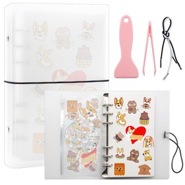 Hearoo Sticker Book, Reusable Sticker Book 80 Sheets, Sticker Binder, Reusable Sticker Collecting Book Album with Tweezer and Spatula (Transparent)