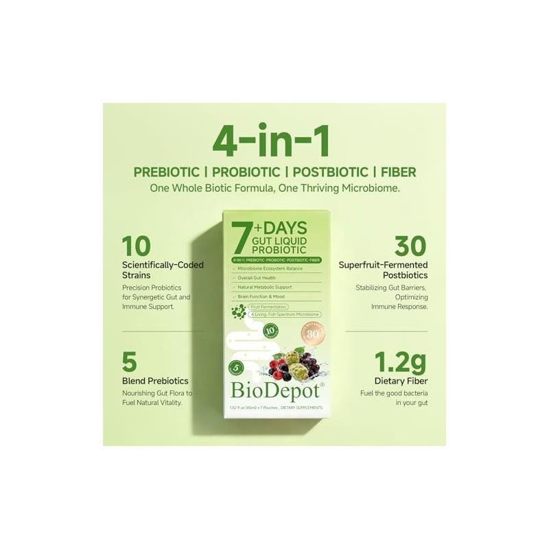 7-Day Liquid Probiotic Cleanse Sachets for Gut Health