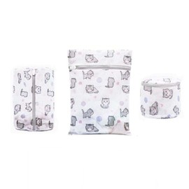 Pokinge 3pcs Mesh Laundry Bags with Cat Prints, Dirty Clothes Washing Bag Travel Storage Organize Bags, Laundry Bag for Underwear, Silk, Socks