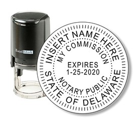 ExcelMark A-43 Self-Inking Round Rubber Notary Stamp - State of Delaware
