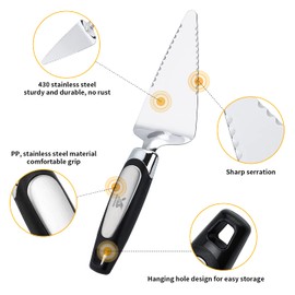 MSY BIGSUNNY Stainless Steel Pizza Cutter Wheel Pie Server with Forks Set of 4 Pieces, Ideal for Pizza, Pies, Waffles and Dough Cookie
