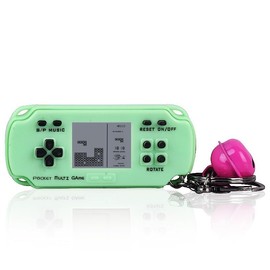 CZT Mini Brick Console Creative Keyring Retro Block Console Backpack Hanging Jewellery with 26 Games for Leisure and Puzzle Children's Gifts Portable Pocket Game Console (Green)