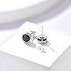 Punk Stud Earrings for Man Sterling Silver Black CZ Tiny