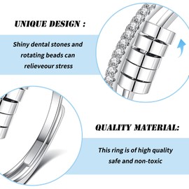 Anxiety Ring 6 Pieces Spinning Ring Spinner Ring Adjustable Stress Anxiety Ring Fidget Spinner Rings Zirconia Fidget Rings Adjustable Stackable for Stress Relief Jewellery Gifts