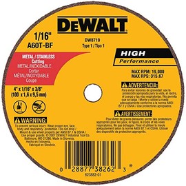 DeWalt DW8719 A60T Wheel, 4-Inch X 1/16-Inch X 3/8-Inch