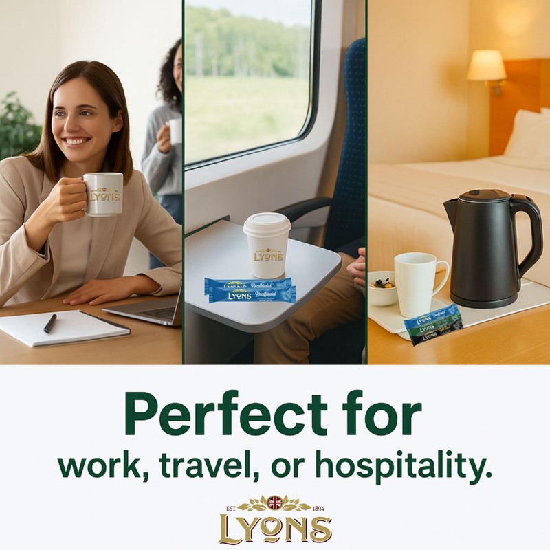 250pcs Lyons Individual Decaffeinated Instant Coffee Sachets - 1.5g Decaf