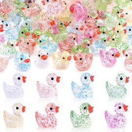 BFSYRR Mini Ducks 120 Pcs,Resin Animals,Flash Mini Resin Animals Ducks for Aquarium Dollhouse Fairy Garden Landscape Decor