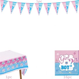 Niooce Boys Girls Party Supplies Gender Reveal Decoration Napkins Tablecloths Banners Party Supplies Birth