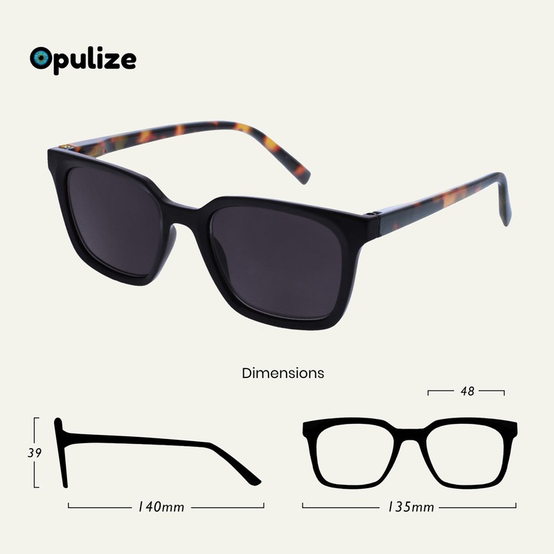Opulize KOI Reading Sunglasses - Large Rectangular Frame - Tinted