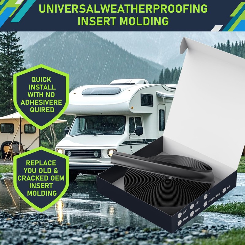 1" RV Vinyl Trim Molding,Flexible Weatherproof Strip for RV Exterior
