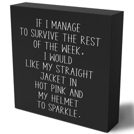 Home Office Decor Wood Sign Funny Office Supplies Desk Decor Farmhouse Black Wooden Box Sign for Bedroom Bathroom Shelf Tabletop Counter Bar Cubicle Living Room Kitchen