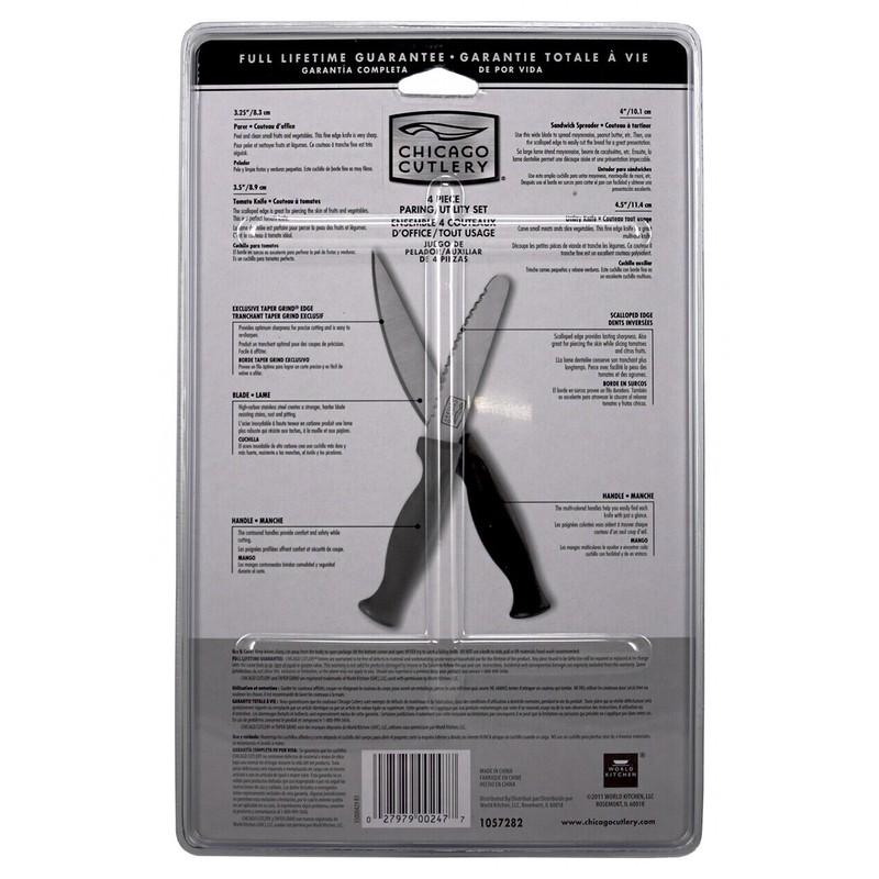 Chicago Cutlery 4-Piece Colored Paring Knife Set