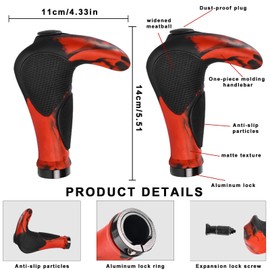 dcas 1 Pair of Horns Bicycle Handlebars, Ergonomic Handgrips Bicycle Bike Handlebars, Non-Slip Handlebar Grips 22 mm, MTB Grips Non-Slip Soft, for Bicycle/E-Bike/BMX and Much More (Red)