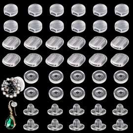 120 Pieces 4 Sizes Earring Pads, Silicone Comfort Cushions for Clip-On Earrings, Multi Style Clip on Earring Cushion Pads (Clear, White)