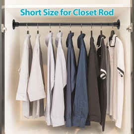 Closet Clothes Hanging Rod, 21-32 inch Adjustable Size, Screw Fixing Connection, for Closet Wardrobes Laundry RV, Black