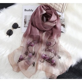 WEIGEER Silk Scarf Women Seidenschals Damen Shawl Satin Natural Pure Hijab Thin Masks Silk Cloth Luxury Binder Senior Handmade Seidentuch Damen Muslin Lotus Beach Scarf Purple 180 * 70CM