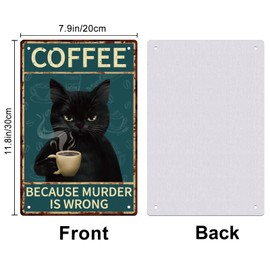 GLOBLELAND Coffee Cat Vintage Metal Iron Sign Plaque Poster Retro Metal Wall Decorative Tin Signs 11.8×7.9inch for Home Bar Coffee Shop Restaurant Kitchen Club Decoration