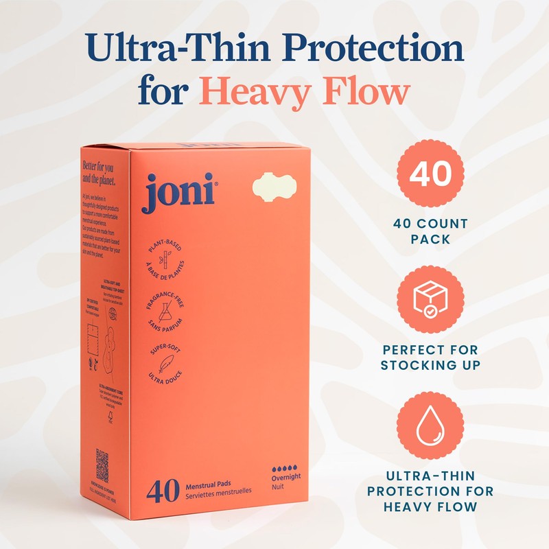 joni Organic Bamboo Overnight Pads, Extra Long Organic Pads for