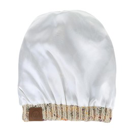 Century Star Satin Lined Beanie Hats for Womens Men Knit Thick Warm Skull Hat Unisex Slouchy Winter Cap Mix Beige One Size