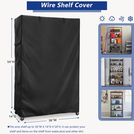 Exokugo Heavy Duty 100% Waterproof Shelving Cover, Fits Wire Shelves Up to 36"W x 14"D x 54"H, Black