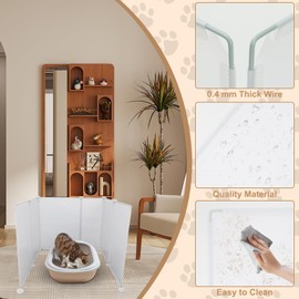 FHTONGE 2 Pack Cat Litter Box Enclosure Splash Guard, Extra Large Pee Shields for Low Sided Box Wall Protector, Spill Proof Privacy Screen for Open Top Pan