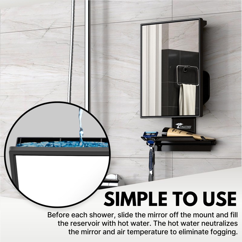 ToiletTree Products Fogless Shower Mirror - Anti-Fog Mirror - Adjustable