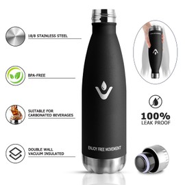 Stainless Steel Drinking Bottle, 750 ml, Thermos Flask, BPA-Free, Suitable for Carbonated Drinks, Leak-Proof, Double-Walled Thermos Flask, for Fitness, Running, Office, Adults, Camping, Fitness