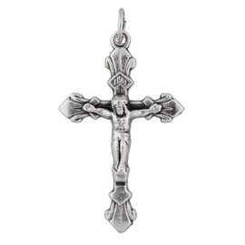 10 Pack of Silver-Tone Crucifixes | DIY Rosary and Religious Jewelry Accessory | Use to Make Custom Rosaries or Catholic Crafts | Beautiful Fleur-de-lis Design
