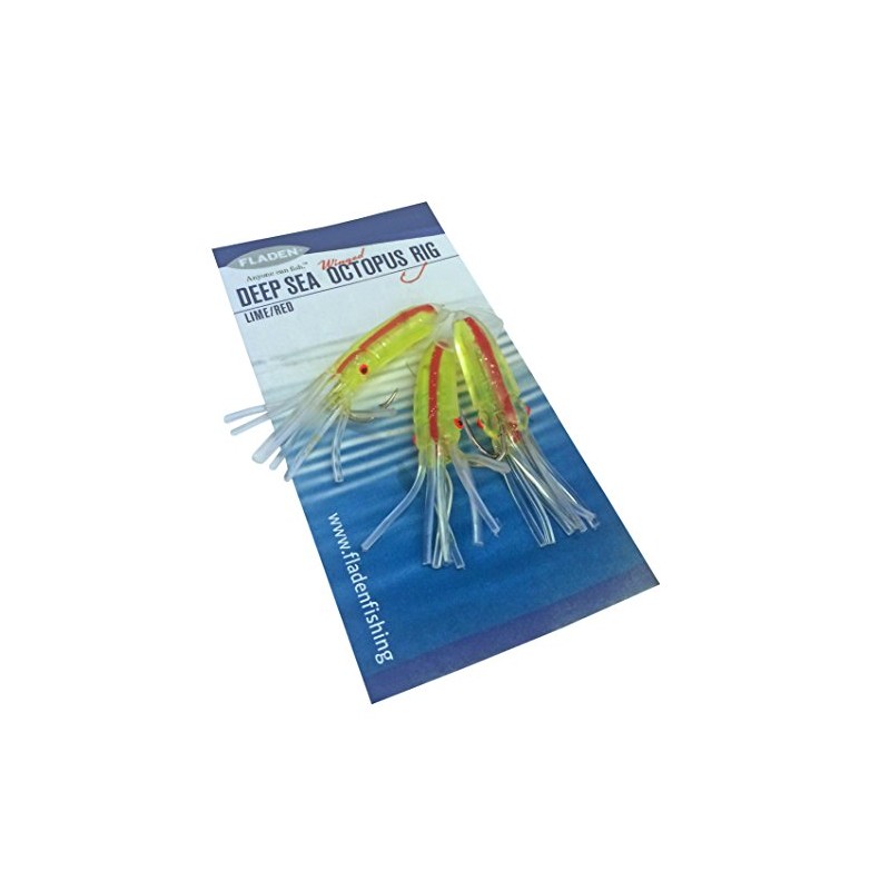 FLADEN Winged Octopus Rig - Lime Green/Red, Size 10/0